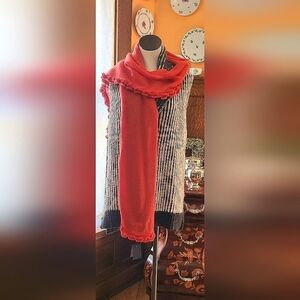 NWT GANT Coral Red Mohair 7' Scarf
